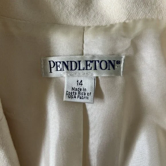 Vintage Pendleton 100% Virgin Wool Blazer - Winter White - Picture 5 of 16